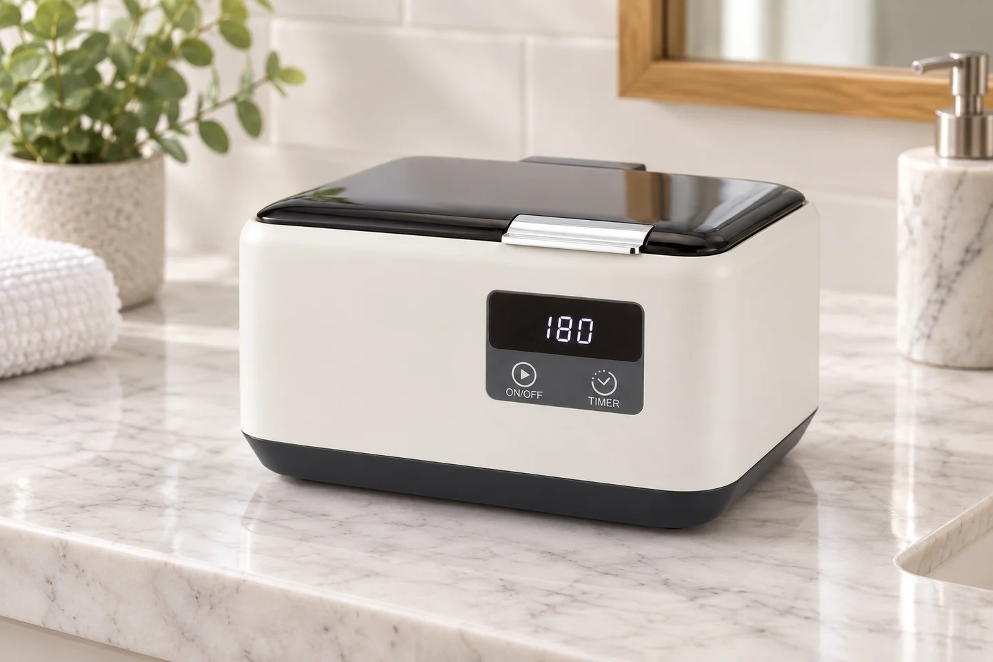 digital-retainer-cleaner-bathroom-counter